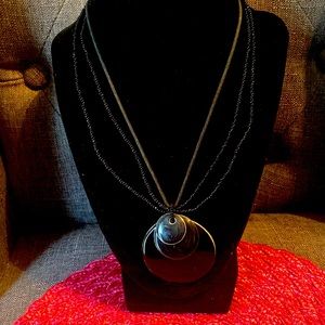3 layered black on black necklace